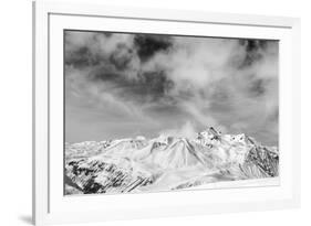 Black and White Snowy Mountains at Wind Day-BSANI-Framed Photographic Print