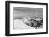 Black and White Snowy Mountains-BSANI-Framed Premium Photographic Print