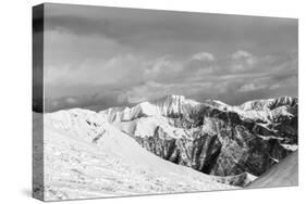 Black and White Snowy Mountains-BSANI-Stretched Canvas