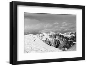 Black and White Snowy Mountains-BSANI-Framed Photographic Print