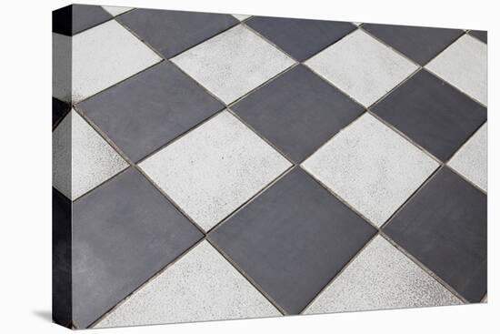 Black And White Tiled Floor-landio-Stretched Canvas