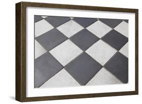 Black And White Tiled Floor-landio-Framed Art Print