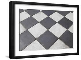 Black And White Tiled Floor-landio-Framed Art Print