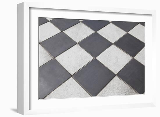 Black And White Tiled Floor-landio-Framed Art Print