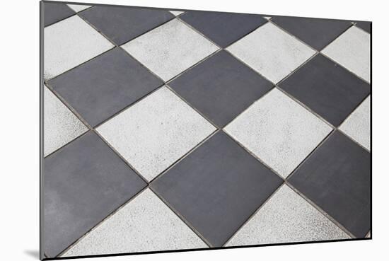 Black And White Tiled Floor-landio-Mounted Art Print