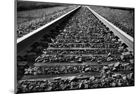 Black And White Train Tracks-Mirage3-Mounted Photographic Print