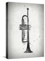 Black and White Trumpet-Dan Sproul-Stretched Canvas