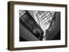 Black and White view of glass ceiling-null-Framed Photo