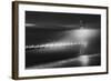 Black And White View Of The Golden Gate Bridge At Night With Silky Low Fog Around The Tower-Joe Azure-Framed Photographic Print