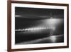 Black And White View Of The Golden Gate Bridge At Night With Silky Low Fog Around The Tower-Joe Azure-Framed Photographic Print