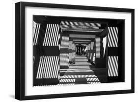 Black and White Walkway Scottsdale Arizona-null-Framed Photo