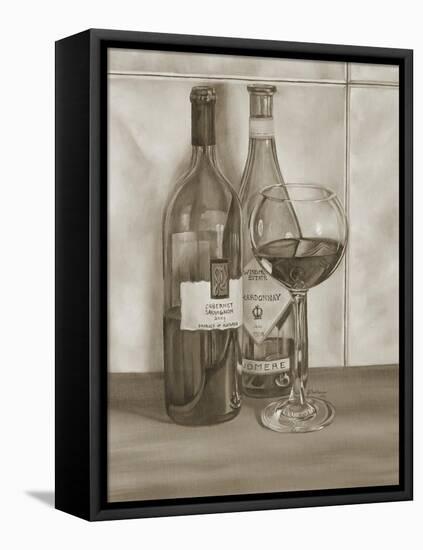 Black and White Wine Series I-Jennifer Goldberger-Framed Stretched Canvas