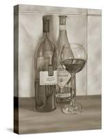 Black and White Wine Series I-Jennifer Goldberger-Stretched Canvas
