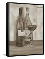 Black and White Wine Series I-Jennifer Goldberger-Framed Stretched Canvas