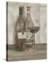 Black and White Wine Series I-Jennifer Goldberger-Stretched Canvas