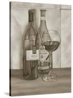 Black and White Wine Series I-Jennifer Goldberger-Stretched Canvas