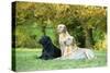 Black and Yellow Labrador Retrievers Lying-null-Stretched Canvas