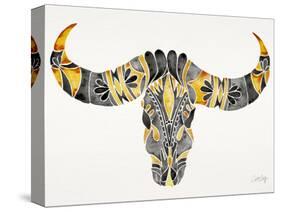 Black and Yellow Water Buffalo Skull-Cat Coquillette-Stretched Canvas