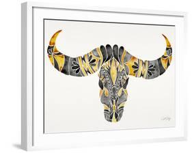 Black and Yellow Water Buffalo Skull-Cat Coquillette-Framed Giclee Print