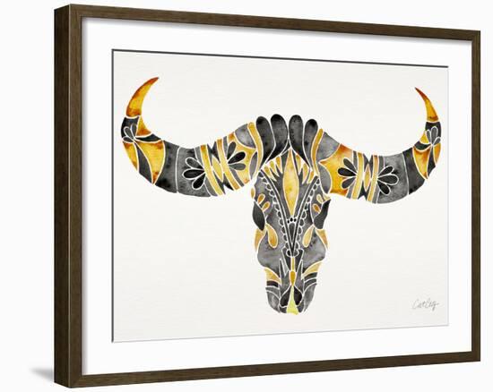 Black and Yellow Water Buffalo Skull-Cat Coquillette-Framed Giclee Print