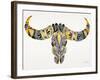 Black and Yellow Water Buffalo Skull-Cat Coquillette-Framed Giclee Print