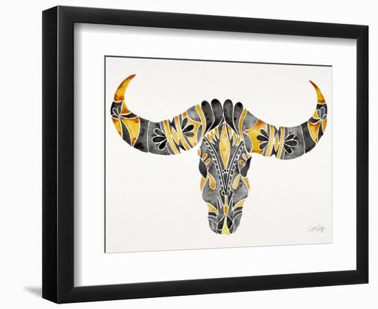 Black and Yellow Water Buffalo Skull-Cat Coquillette-Framed Giclee Print