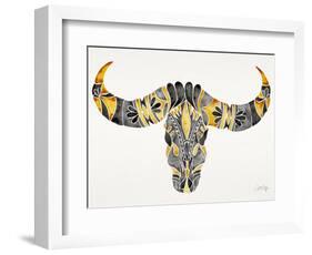 Black and Yellow Water Buffalo Skull-Cat Coquillette-Framed Giclee Print