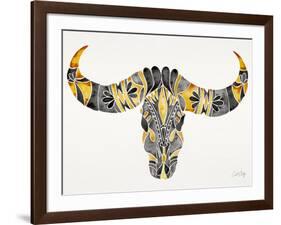 Black and Yellow Water Buffalo Skull-Cat Coquillette-Framed Giclee Print