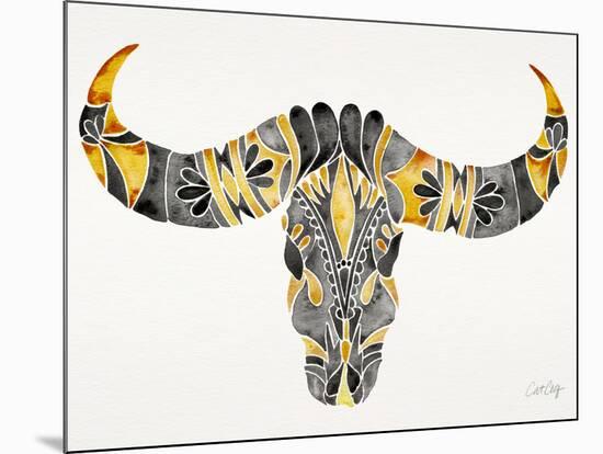 Black and Yellow Water Buffalo Skull-Cat Coquillette-Mounted Giclee Print