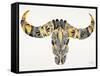 Black and Yellow Water Buffalo Skull-Cat Coquillette-Framed Stretched Canvas