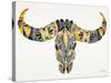 Black and Yellow Water Buffalo Skull-Cat Coquillette-Stretched Canvas