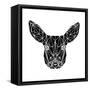 Black Baby Deer-Lisa Kroll-Framed Stretched Canvas