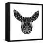 Black Baby Deer-Lisa Kroll-Framed Stretched Canvas