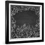 Black Background with White Flowers-Artness-Framed Art Print