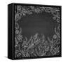 Black Background with White Flowers-Artness-Framed Stretched Canvas