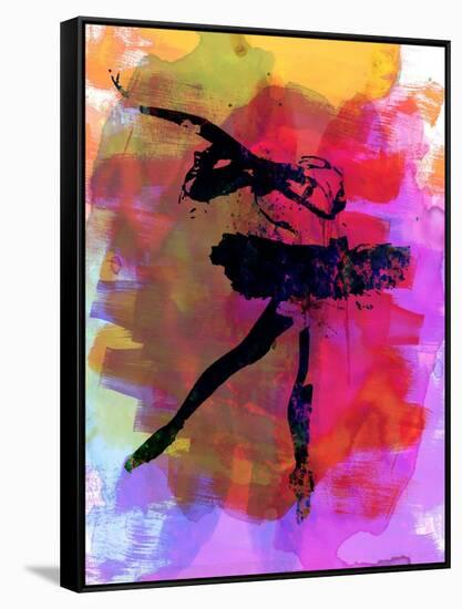 Black Ballerina Watercolor-Irina March-Framed Stretched Canvas