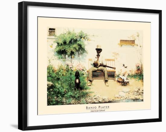 Black Banjo Player-unknown unknown-Framed Art Print