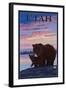 Black Bear and Cub - Utah-Lantern Press-Framed Art Print