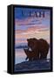 Black Bear and Cub - Utah-Lantern Press-Framed Stretched Canvas