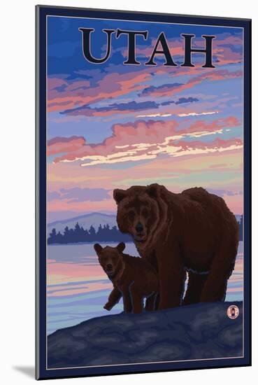 Black Bear and Cub - Utah-Lantern Press-Mounted Art Print