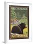 Black Bear in Forest, Anchorage, Alaska-Lantern Press-Framed Art Print