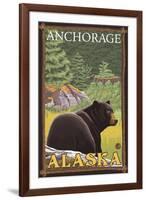 Black Bear in Forest, Anchorage, Alaska-Lantern Press-Framed Art Print