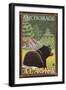 Black Bear in Forest, Anchorage, Alaska-Lantern Press-Framed Art Print