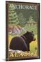 Black Bear in Forest, Anchorage, Alaska-Lantern Press-Mounted Art Print