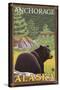 Black Bear in Forest, Anchorage, Alaska-Lantern Press-Stretched Canvas