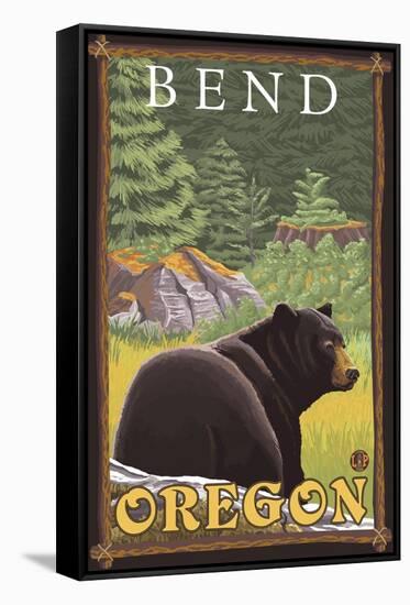 Black Bear in Forest, Bend, Oregon-Lantern Press-Framed Stretched Canvas