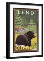 Black Bear in Forest, Bend, Oregon-Lantern Press-Framed Art Print