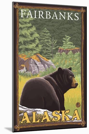 Black Bear in Forest, Fairbanks, Alaska-Lantern Press-Mounted Art Print