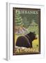 Black Bear in Forest, Fairbanks, Alaska-Lantern Press-Framed Art Print
