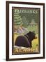 Black Bear in Forest, Fairbanks, Alaska-Lantern Press-Framed Art Print